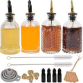 ChezMax Syrup Dispenser Bottles Set of 4, Simple Syrup Bottle for Coffee Bar Accessories, 7 oz Glass Coffee Syrup Dispenser Syrup Containers for Maple Honey Syrup Oil, with Metal Pour Spouts & Labels