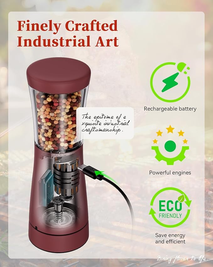 Electric Salt and Pepper Grinder Set with Storage Base, Stainless Steel Rechargeable Salt and Pepper Grinder Set with 4.5 oz Large Capacity, 1.8" Wide Mouth, Adjustable Coarseness, Ideal for Kitchen