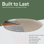 Emporio Kitchen Non-Stick Pizza Pan 2 Pack – 16 Inch Round Carbon Steel Pizza Tray with Perforated Holes, PFOAPFOSPTFE-Free, Dishwasher & Oven Safe Up To 450°F, Durable Nonstick White Marble Coating