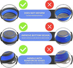 Round Silicone Blue Colander Collapsible – Foldable Kitchen Strainer Small Collapsible Colander Blue with Plastic Handles for Draining Vegetable and Fruit Round Silicone Kitchen Strainer for Pasta