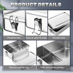 Umigy 4 Pcs Stainless Steel Food Containers 1400ml Metal Bento Lunch Box Stainless Steel Food Storage Containers, Lockable Clips to Leak Proof, Reusable Dishwasher Snack Boxes for Work