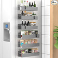 HuggieGems 6 Pack Magnetic Spice Storage Rack Organizer for Refrigerator and Oven, Gray Fridge Organizers and Storage