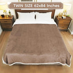 Electric Heated Blanket Twin Size - 62"x84", Soft Flannel Heating Blanket, 10 Heating Levels, 1-12 H Auto Shut Off, Breathable Warm and Washable for Bed, Light Brown