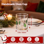 2 Pcs Handmade Christmas Tree Icon Juice Glass Cup, 14 oz Double Old Fashioned Stemless Wine Cocktail Drinking Glass Cup for Holiday Party Supplies Xmas Gifts