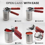 Zulay Kitchen Heavy Duty Stainless Steel Can Opener Manual with Bottle Opener - Rust Proof Manual Can Opener With Turn Knob & Comfy Soft Grip Handles - Red