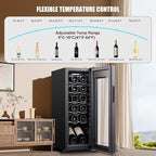 12 Bottle Compressor Wine Cooler Refrigerator with Lock, Freestanding Wine Fridge, 41°F-64°F Digital Temperature Control, Large Wine Cellar for Red, White, Champagne, and Sparkling Wine – Black