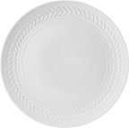 Pfaltzgraff Josephine 24-Piece Dinnerware Set, Porcelain Dish Set with Embossed Basket Weave Design, Service for 8, White Plates and Bowls Sets, Microwave and Dishwasher Safe