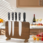 Enoking Magnetic Double-Sided Knife Block with Rotatable Stable Base, Acacia Wood Knife Holder for Countertop, Strong Magnets Safe Knife Organizer Stand, Easy to Clean Knife Storage for Home Kitchen