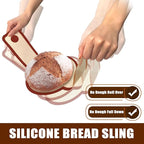 Silicone Bread Sling for Dutch Oven, Non-Stick & Easy to Clean Bread Baking Mat Set, 2 Pcs Reusable Bread Sling with Long Handle to Transfer Sourdough (Red, 2PCS Round)