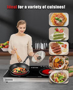 23" Portable Infrared 2 Burner 3500 Electri Burner with 2 Hours Timer-Electric Hot Plate Touch Control Panel Adjustable Heating Power Glass Plate Electric Cooktop for Cooking