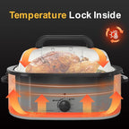 RoyalCraft 24-Quart Electric Roaster Oven with Visible Self-Basting Lid, Turkey Roaster Oven with Removable Pan and Rack, Perfect for Large Meals and Holiday Feasts, White