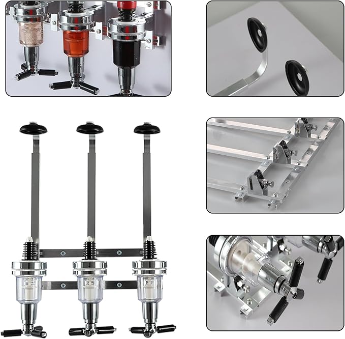 3 Bottle Wall Mounted Liquor Dispenser Bar Butler Bracket Solo Optic Spirit Wine Beer Alcohol Bottle Beverage Stand Revolving Nozzle Drinkware Set
