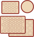 Silicone Baking Mat Set of 4, Macaron Silicone Baking Mat for Baking Sheets, Non-Stick & Reusable Silicone Mats for Baking Macarons, Cookies, Pastries, Pizza
