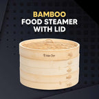 Helen's Asian Kitchen Bamboo Food Steamer with Lid - 100% Natural Bamboo - Basket Steamers for Cooking Dumplings, Dim Sum, Veggies, Fish, Meat - Preserve Nutrients & Flavors - 10-Inch