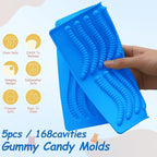Sidosir 7Pcs Silicone Gummy Bear Molds, Non-Stick Worm Chocolate Mold for Parties, Gummy Heart for Home DIY, Silicone Dinasur Mold for Make Gummies