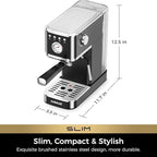 CHULUX Slim Espresso Machine with Milk Frother, 20 Bar Professional Italian Pump Espresso Coffee Machine for Home Cappuccino & Latte Maker, Stainless Steel, Black