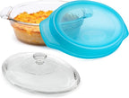 Libbey Baker’s Premium 3 Piece Glass Baking Dish Set, Stackable, Space Saving Casserole Dish with Lid Set, Baking Glassware for Casseroles, Desserts