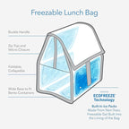 PackIt Freezable Lunch Bag with Zip Closure, Gray Stripe
