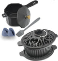 Cast iron Humidifier Seasonal Wood Stove Steamer with Sauce Pot, Camping Grill Essential, Non-Toxic Cast Iron Kitchenware for Indoor/Outdoor Use