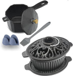 Cast iron Humidifier Seasonal Wood Stove Steamer with Sauce Pot, Camping Grill Essential, Non-Toxic Cast Iron Kitchenware for Indoor/Outdoor Use