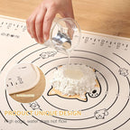 Silicone Pastry Mat 24"*16" Extra Thick Non Stick Baking Mat Food Grade Silicone Dough Rolling Bake Mat with Edge Heightening Cartoon Beige