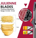 Masthome Adjustable Mandoline Food Slicer, Mandoline Slicer for Kitchen, Stainless Steel Mandolin, Fruit and Vegetable Cutter with Cut-Resistant Gloves and Cleaning Brush-Red