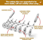 Juome 7 Wheel Pastry Cutter with Handle, Multi-Round Wheel Pasta Dough Cutter Roller Stainless Steel Pizza Slicer Accordion Pastry Knife Divider Tool