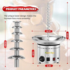 Commercial Chocolate Fountain 6 Layers 19Lbs Large Chocolate Fondue Tower Stainless Steel Hot Chocolate Waterfall for Nacho Cheese Knob Control