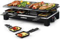 Raclette Table Grill, CUSIMAX Indoor Grill Electric Grill, Portable Korean BBQ Grill with 2 in 1 Reversible Non-stick Plate & Natural Grill Stone, 8 Raclette Pans 8 Wooden Spatulas for Family Fun