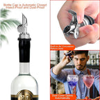 6PCS Liquor Bottle Pourers, Auto Flip Olive Oil Dispenser Spout, Weighted Stainless Steel Alcohol Pourer Spouts, Olive Oil Spout Suitable for About 3/4" Bottle Mouth
