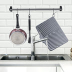 TIKNIK Silicone Dish Drying Mat, Stone Drying Mat for Kitchen Counter with Built-In Drain, Non-Slip Drain Pad with Built-in Drain, Heat Resistant Stone Drying Mat, Hangable, Grey-2pcs, 16" x 12"