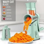 Zulay Kitchen Rotary Cheese Grater 5 Blade Cheese Shredder - Manual Hand Crank Cheese Grater With Reinforced Suction & 5 Interchangeable Drums - Easy to Use, Vegetable Chopper Round Mandoline Slicer