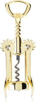Viski Winged Corkscrew Wine Bottle Opener, Gold Plated Finish, Non-stick Coated Worm, 9.25"