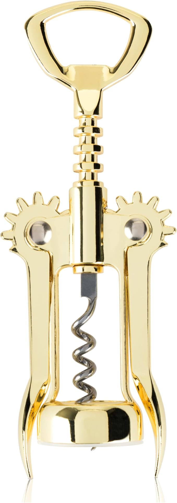 Viski Winged Corkscrew Wine Bottle Opener, Gold Plated Finish, Non-stick Coated Worm, 9.25"