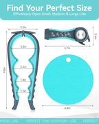 Jar Opener 3-Piece Set for Seniors with Arthritis, Multi-Function Can and Bottle Opener for Weak Hands, Ergonomic Non-Slip Kitchen Tool Set, Easy-to-Use, Thoughtful Gift for Elderly