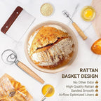 9 Inch Round Sourdough Proofing Basket, 7-Piece Complete Starter Kit with Linen Liner & Baking Tools, Bread Baking Supplies & Accessories Gift Set, Local Warehouse Shipment (1 Pack)