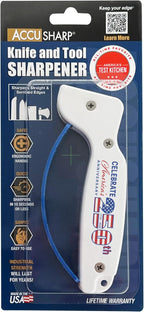 AccuSharp Knife Sharpener, Ergonomic Comfortable Handle, Compact & Easy to Use, Restore and Hone Straight & Serrated Knives, Celebrating America's 250th Anniversary