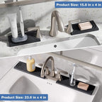 DK177 Faucet Mat for Kitchen Sink - Water Absorbing Stone Tray for Sink, Diatomite Fast-Drying Faucet Mat, Faucet Splash Guard for Bathroom Counter (Dark Gray, 15.8" x 4")