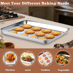 Baking Sheet Pan Set of 4, Stainless Steel Toaster Oven Pans, Small Cookie Sheet,Metal Baking Pan Oven Tray, Easy Clean & Dishwasher Safe, Mirror Surface(10 x 8 x 1 inches