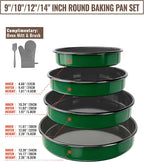 Enamel Pizza Pan Set Round Baking Pans for Oven Roasting Chicken Roast & Ham Dish 4-Pack 9/10/12/14 Inch Non-Stick Heat Resistance Dishwasher Safe, Birthday & Mother Day Gift Cake Pan