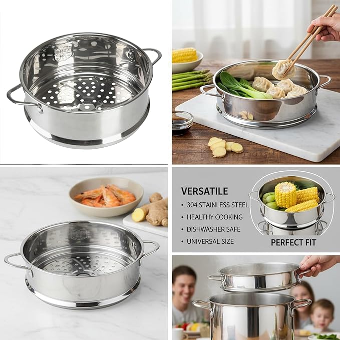 BinaryABC Stainless Steel Dumpling Steamer Basket for Pot,16cm Steamer Insert for Food Veggie Rice Noodle Roll (6.29INCH)