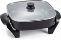 Elite Gourmet 12" x 12" x 3" Ceralast™ PFAS Free Ceramic Electric Skillet, Dishwasher Safe, Xtra Deep Dish, Rapid Heat 1200W, Black