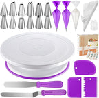 Kootek 71PCs Cake Decorating Kit, Baking Supplies Tools - Includes Cake Stand Turntable, 12 Icing Piping Tips Set, 2 Frosting Spatulas, 3 Scrapers, 50+2 Piping Bags, Coupler, Video Tutorial, Booklet