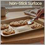 BAKKEN Kitchen Baking Pans - Nonstick White Coating, 13.58’’ × 9.65’’ Commercial Grade Carbon Steel Cookie Sheet, Diamond Texture Bottom, PFOA, PFOS, PTFE Free, Oven Safe Tray (450°F), White Marble