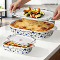 ACMLIFE Ceramic Casserole Dish with Lids for Oven, Large Baking Dish with Lid and Small Ceramic Casserole Dishes with Lid, Bakeware Set Baking Pan Lasagna Pan with Lids & Handles 4 Pcs Set (13x8 Inch+ 8x6 Inch, 2.01 Quart+0.85 Quart, Blue and White), C...
