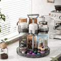 Rotating Coffee Bar Accessories Organizer, 2-Tier Lazy Susan Cup Holder for Stanley 40oz Tumbler with Handle, Countertop Drying Rack Station with Divided Tray for K-Cups, Snacks & Mugs