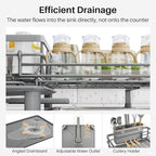 SNTD Dish Drying Rack - Extendable Dish Rack, Large Sink Drying Dish Drainer for Kitchen Counter, Stainless Steel Dish Strainer with Utensil Holder (Grey)
