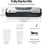 Automatic Food Vacuum Sealer Machine, Beelicious 8-In-1 Food Vacuum Saver with Starter Kits, Pulse Function, Moist & Dry Mode and External VAC for Jars and Containers, Stainless Steel