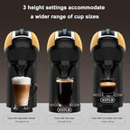 KOTLIE EM-308B Espresso Machine, Single Serve Coffee Maker Compatible with Multiple Capsule Types, Ground Coffee, and ESE Pods, 3 Temperatures, 7 Water Volume Levels, 34 Oz（Yellow）