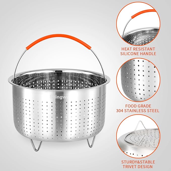 Steamer Basket for Instant Pot, Stainless Steel Vegetable Steamer Basket Insert for Pots (6qt)